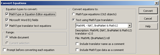 capture d'écran de configuration MathType