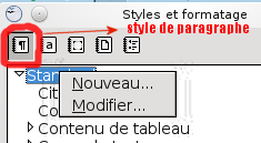 capture d'écran styliste et menu contextuel